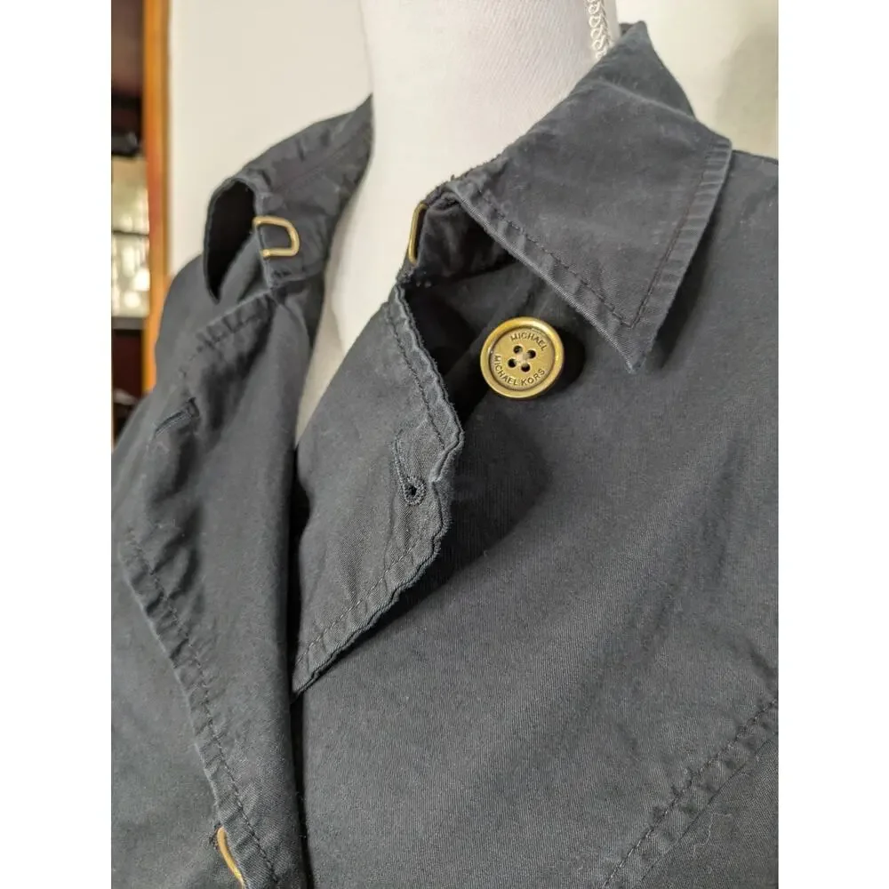 Michael Kors Black Double Breasted Belted Trench Coat / Jacket Womens Size M - Picture 4 of 10